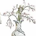 Two Decorative Vases Light Blue and White Black Spiral with Flowering Branches