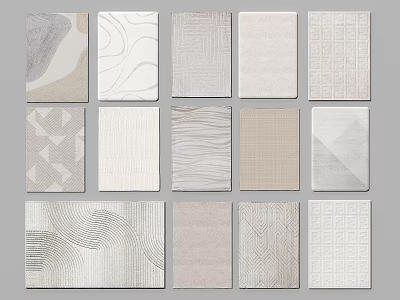 Square Rugs Collection With Various Patterns And Neutral Tones Featuring Textured Designs And Styles 3d model