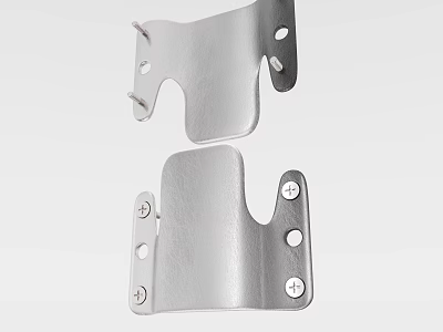 Sturdy Silver Metal Brackets With Mounting Holes And Screws Double Pieces 3d model