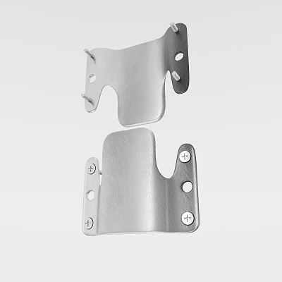 Sturdy Silver Metal Brackets With Mounting Holes And Screws Double Pieces 3d model