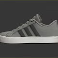 Gray Casual Sneakers With Black Stripes And White Sole Design