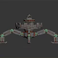 Multi Legged Mechanical Creature With Robotic Structure Circular Body And Green Accents 3d model