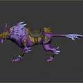 Mythical Fantasy Mount Creature with Purple Fur Blue Accents and Golden Armor for Heroic Characters