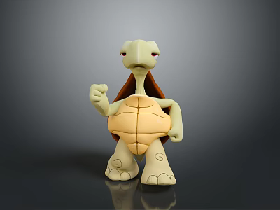 Reptile Turtle Toy Figure In Standing Posture With Raised Fist And Shell Design 3d model