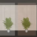Modern Geometric Room Divider With Cutout Panels And Potted Plant Decoration