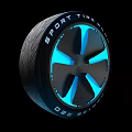 Sport Tires With Blue Glowing Hub Modern Design And Decomposed Structure