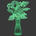Transparent Glass Vase With Pink Small Flowers And Green Leaves For Home Decor