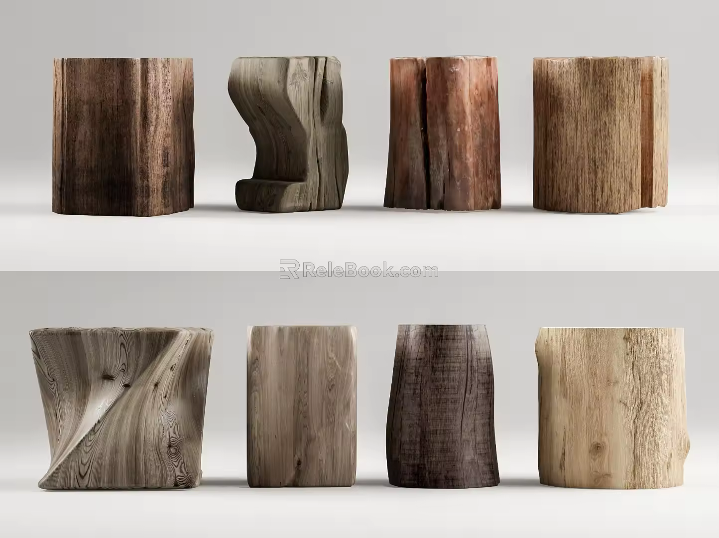 Log Low Stool Stakes Wooden Stool 3d model