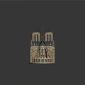 Intricate Historical Gothic Building Model With Spire Rose Window And Flying Buttresses