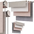 Various Textured Curtain Fabrics In Different Colors With Sample Displays 3d model