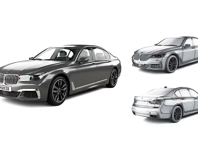 Luxury Sedan Car With Multiple Exterior Views And Design Sketch Illustrations 3d model