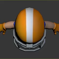 3D Cartoon Football Player With Orange White Helmet Blue Jersey Number 45 Orange Gloves Shoes