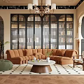 Elegant Luxury Living Room Interior With Velvet Sofa Marble Coffee Table And Gold Accents