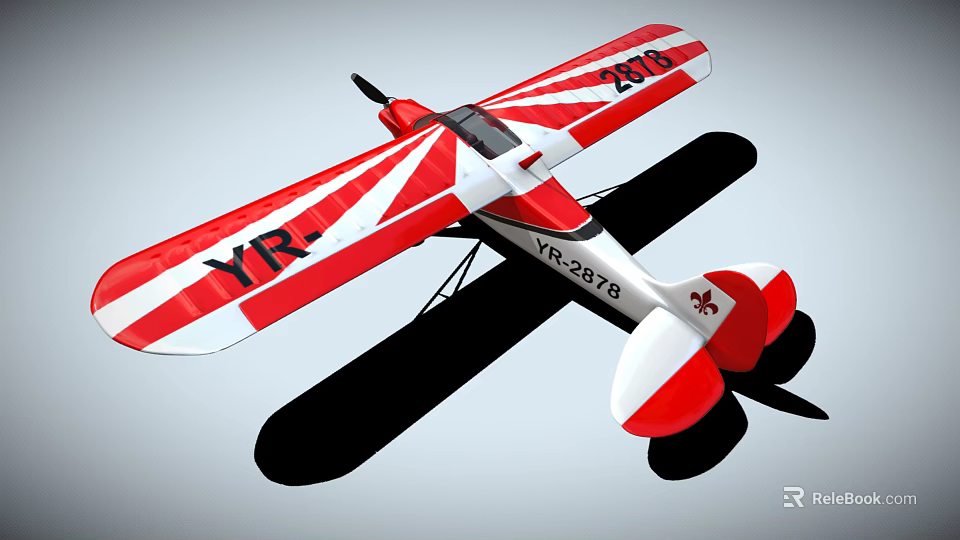 Red And White Striped Fighter Jet With YR Emblem And VR2678 Serial Number 3d model 