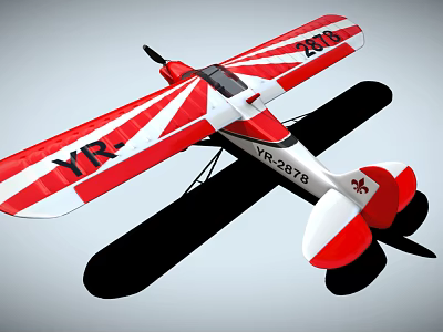 Red And White Striped Fighter Jet With YR Emblem And VR2678 Serial Number 3d model