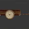 Traditional Wooden Cart With Large Spoked Wheel And Wooden Handle Frame