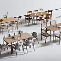 Dining Table and Chair Combination Rectangular Four-Person Six-Person Table 3d model