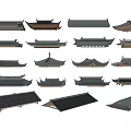Collection of Traditional Chinese Roof Components Featuring Various Architectural Styles