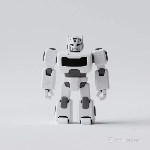 Modern White Robot Toy Featuring Mechanical Design Detailed Arms Legs And Black Accents 3d model 