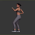 Woman Practicing Boxing Moves In Gray Sports Bra Tight Leggings And Sneakers