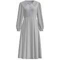 Black Long Sleeve Dress With White Striped Collar Cream Sleeves And Front Buttons