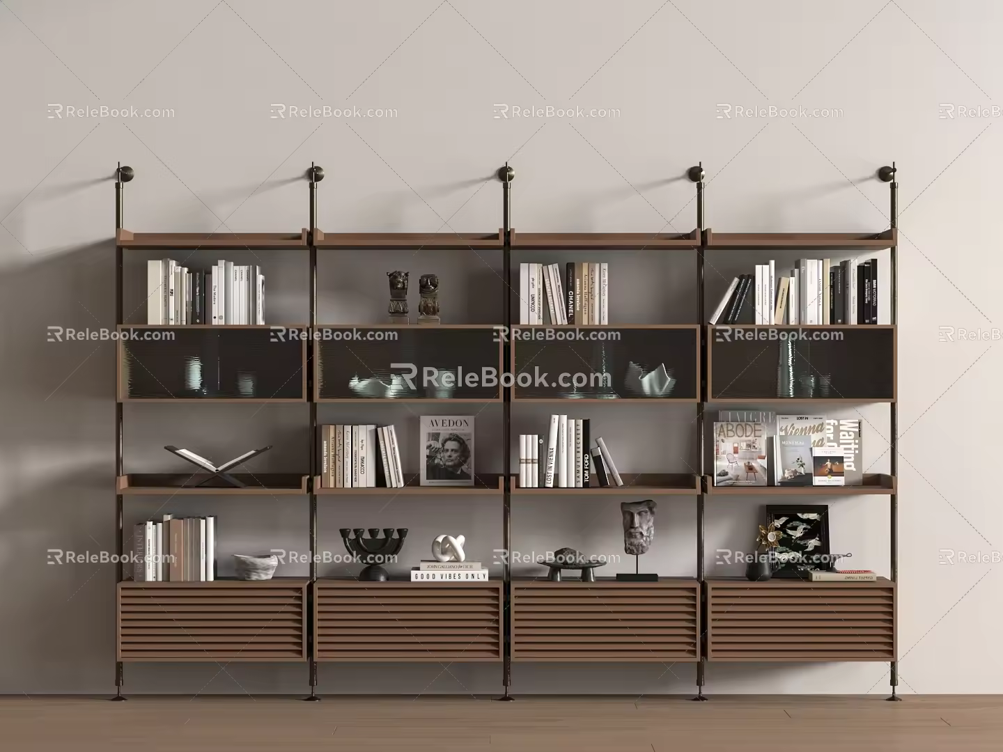 Modern Middle Ancient Storage Rack Modern Middle Ancient Museum Rack Background Cabinet Display Cabinet Open Books 3d model