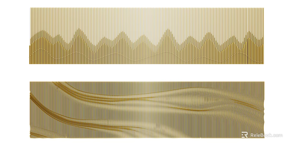 Modern Golden Striped Partition Design With Wavy Patterns And Curved Lines 3d model 