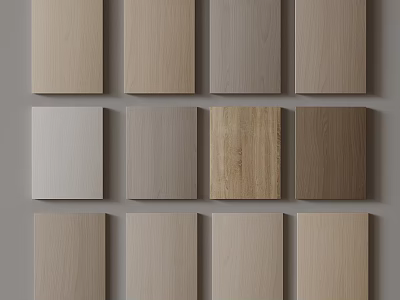 Various Wooden Wall Panel Samples With Different Natural Shades And Textures 3d model