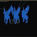 Three Red Winged Mythical Ram Like Creatures Displayed From Different Angles
