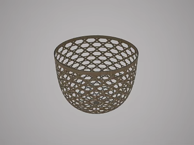 Brown Woven Storage Basket With Intricate Lattice Design For Home Organization 3d model