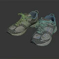 Gray Blue Sneakers with Beige Laces White Sole Mesh Design for Running and Casual Wear