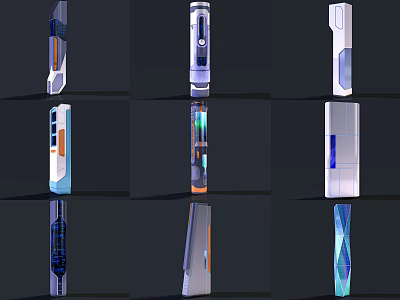 Modern Column Designs Featuring Geometric Shapes Colorful Accents And Transparent Elements 3d model