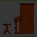 Elegant Red Wooden Piano with Intricate Golden Carvings and Matching Stool for Home Living