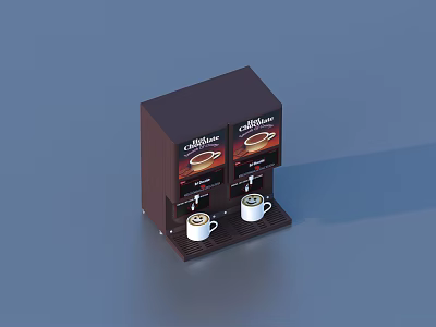 Double Spout Coffee Machine with CoffeeTime Logo and Two Coffee Cups for Daily Use 3d model