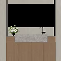 Elegant Modern Washbasin With Marble Countertop Wooden Cabinets And Backlit Mirror