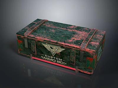 Old Custom Arms Box With Rusty Metal Surface For Weapon Storage 3d model