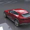 Red Ferrari SUV with sleek modern sporty exterior design alloy wheels and yellow brake calipers