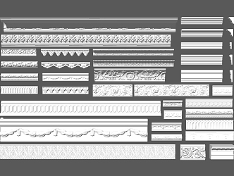 European plaster line gypsum carved line 3d model