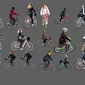 Group of People Riding Bicycles in Creative Wall Art Installation