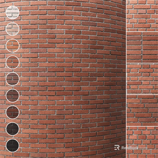 Circular Components On Red Brick Wall With Vertical Arrangement And Classic Texture 3d model 