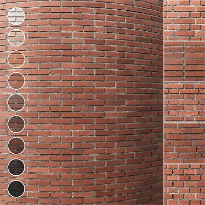 Circular Components On Red Brick Wall With Vertical Arrangement And Classic Texture 3d model