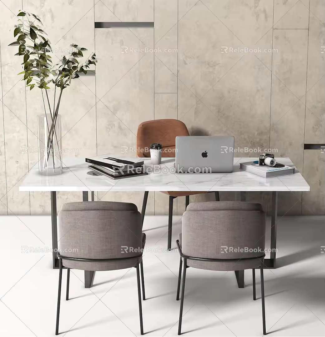 Modern office desk and chair desk manager desk master table dining table 3d model