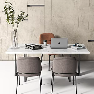 Modern office desk and chair desk manager desk master table dining table 3d model