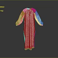 Traditional White Robe With Red Embroidery On Collar Cuffs And Hem
