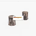 Two Natural Wooden Tree Stumps With Rough Texture On White Background