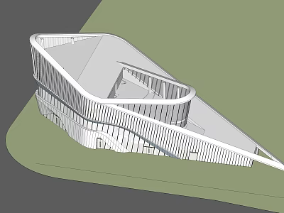 Modern Architectural 3D Model With Unique Geometric Shape And Streamlined Design 3d model