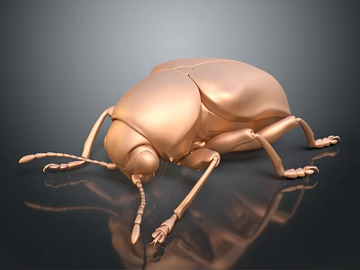 Shiny Golden Metallic Beetle with Reflection on Dark Background Close Up 3d model Shiny Golden Metallic Beetle with Reflection on Dark Background Close Up 3d model