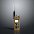 Tan Handheld Walkie Talkie With Antenna Display Screen And Keypad For Outdoor Communication