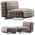 Modern Single Sofa Leather Single Casual Sofa Pedal Stool 3d model