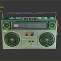 Retro Electronic Radio Cassette Player With Dual Speakers And Control Knobs